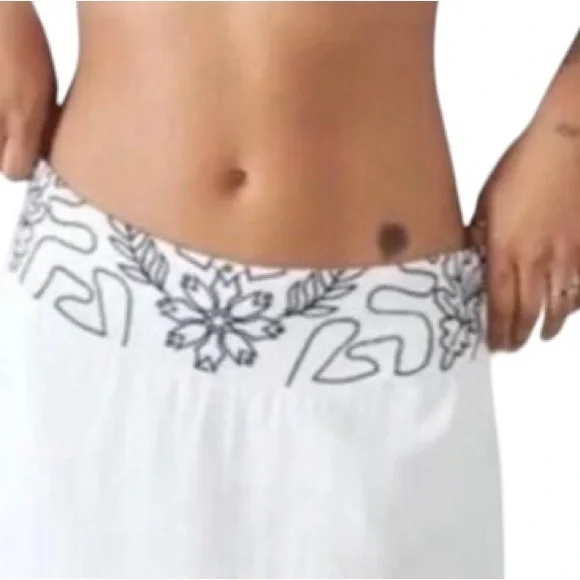 Free People Lotus White and Black Embroidered Long Skirt,Large - Picture 7 of 10